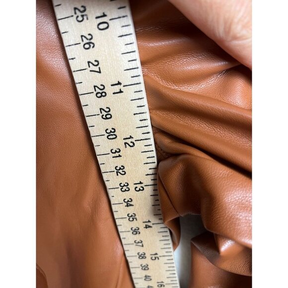 Tart Collections KIMIKO PANT mocha faux leather 90s cropped size S - Picture 6 of 9